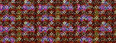 Parlak çiçekli halı deseni kahverengi ve kırmızı renklerde..