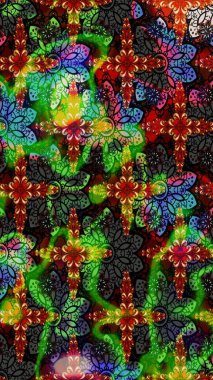 Yeşil ve siyah renkli çiçekler. Raster illüstrasyonu. Tropikal çizim çiçek deseni.