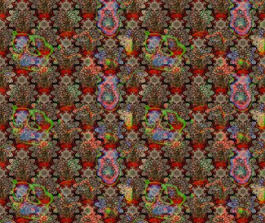 Vadinin bej renkli çiçekleri. Çiçekler. Soyut etnik raster çizim kalıbı.