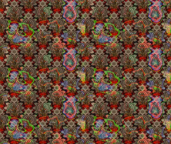 Vadinin bej renkli çiçekleri. Çiçekler. Soyut etnik raster çizim kalıbı.