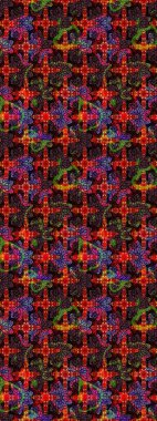 Raster illüstrasyonu. Şirin çiçekli eskiz deseni ve siyah ve kahverengi renkli yapraklar, suluboya çiçek deseni, duvar kağıdı, kart veya kumaş için fayanslı.