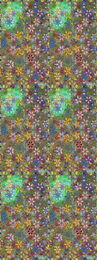 Kusursuz bir arka plan modeli. Yeşil ve kahverengi çiçekler. Raster hisseleri. Suluboya, elle çizilmiş.