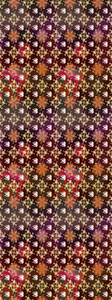 Raster düz çiçek çizim deseni. Hediye ambalaj kağıdı, tebrik kartları, posterler ve pankart tasarımı. Kahverengi ve mor renkte çiçekler.