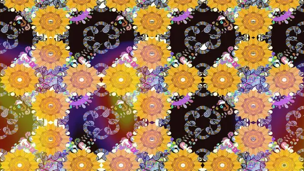 Çiçekler suluboya tarzında sarı renkte. Raster illüstrasyonunda çiçek deseni çizimi.