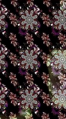 Renkli unsurlarla hareketli arka plan görüntüleri. Çiçekler. Eski model. Bayrak tarzı. Video kaydı. Şablon. Döngü. Kusursuz.. 