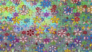Renkli unsurlarla hareketli arka plan görüntüleri. Çiçekler. Eski model. Bayrak tarzı. Video kaydı. Şablon. Döngü. Kusursuz.. 