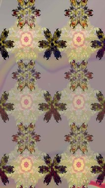 Çiçekli karalama şeklinde Raster çiçek deseni. Gri ve bej renkli çiçekler. Nazik, narin çiçek arkaplanı.