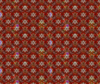 Kahverengi renkte çok kahverengi, zarif küçük çiçekler ve komik böcekler, raster desen, illüstrasyon.