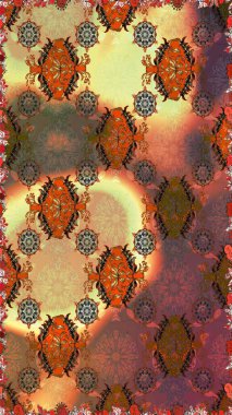 Çiçekli karalama şeklinde Raster çiçek deseni. Kahverengi renklerde bahar çiçekleri. Raster illüstrasyonu.