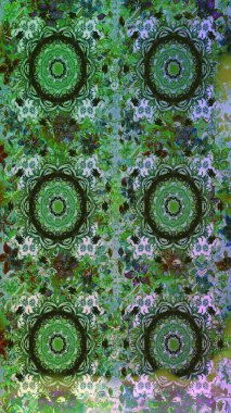 Noel, kar tanesi, yeni yıl 2019. Yeşil ve gri renklerde, altın elementlerle kusursuz klasik desen.