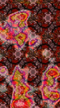 Yumuşak, bahar çiçekleri kahverengi ve pembe renklerde. Çiçekli karalama şeklinde Raster çiçek deseni. Raster illüstrasyonu.