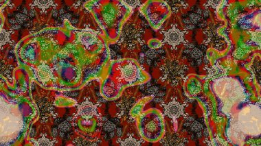 Raster illüstrasyonu. Suluboya tarzında kahverengi ve kırmızı renklerde. Küçük çiçekli bahar deseni çiz.