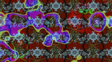 Raster illüstrasyonundaki çiçek desenli çizim. Kırmızı ve kahverengi renkte çiçekler. Renkli Bahar Teması eskiz kalıbı. Düz Çiçek Elementleri Tasarımı.