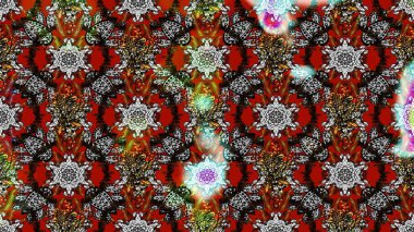 Raster illüstrasyonundaki çiçek desenli çizim. Güzel kumaş deseni. Raster illüstrasyonu. Gri ve kırmızı renklerde.