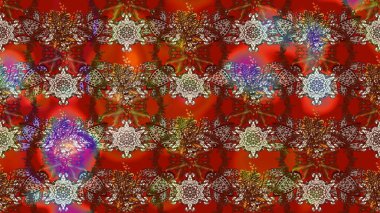 Kırmızı ve kahverengi renkte çiçekler. Raster illüstrasyonunda çiçek deseni çizimi.