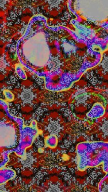 Gri ve kahverengi renklerde. Raster illüstrasyonu. 3D çiçekler, çizim.