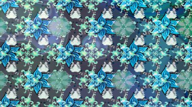 Klasik çiçek tasarımı elementleri. Mavi ve gri kıvırcık çiçekler mavi ve gri renklerde şekillenir. Raster illüstrasyonu.