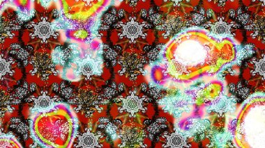 Raster çiçek desenli çiçek deseni, yapraklar, dekoratif elementler, sıçrama, lekeler, el çizimi kontur çizgileri ve Doodle çizim stili, grafik raster çizim çizimi.