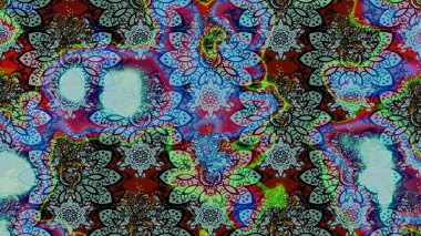 Mavi ve yeşil renkli çiçekler. Raster illüstrasyonunda çiçek deseni çizimi.