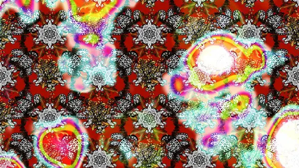 Raster çiçek desenli çiçek deseni, yapraklar, dekoratif elementler, sıçrama, lekeler, el çizimi kontur çizgileri ve Doodle çizim stili, grafik raster çizim çizimi.