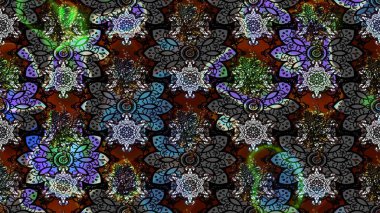 Düz Çiçek Elementleri Tasarımı. Süslü kumaş deseni. Raster illüstrasyonundaki çiçek desenli çizim. Renkli Bahar Teması çizim şablonu.