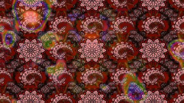 Raster illüstrasyonu. Kahverengi ve pembe renklerde. 3D çiçekler, çizim.