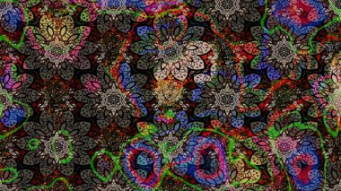 Raster illüstrasyonundaki çiçek desenli çizim. Düz Çiçek Elementleri Tasarımı. Siyah ve kahverengi renkte çiçekler. Renkli Bahar Teması çizim şablonu.