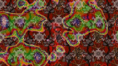 Renkli Bahar Teması eskiz kalıbı. Düz Çiçek Elementleri Tasarımı. Raster illüstrasyonundaki çiçek desenli çizim. Süslü kumaş deseni.