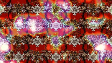 Sevimli çiçek raster deseni. Düz Çiçek Elementleri Tasarımı. Renkli Yaz Temalı eskiz kalıbı. Kahverengi ve kırmızı renkte çiçekler.