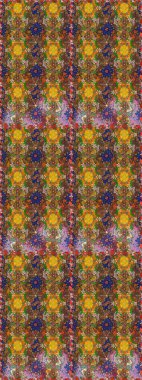 Şirin çiçekli eskiz deseni ve kahverengi ve yeşil renkli yapraklar, suluboya çiçek deseni, duvar kağıdı, kart ya da kumaş için fayanslı. Raster illüstrasyonu.