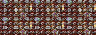 Eski moda arka plan. Desen, çizim, çiçek sınırı. Raster illüstrasyonu. Güzel, parlak, pürüzsüz kumaş, tuval. Çiçek çelengi. Kıvırcık, parlak örgü.