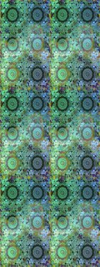 Noel, kar tanesi, yeni yıl 2019. Yeşil ve mavi renklerde altın elementlerle kusursuz klasik desen.