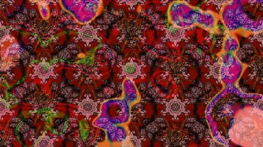 Raster düz çiçek çizim deseni. Kahverengi ve kırmızı renkte çiçekler. Tasarım hediye paketi, tebrik kartları, posterler ve afiş tasarımı.