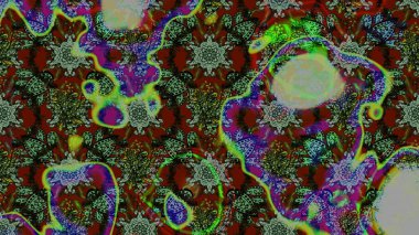 Çiçekli karalama şeklinde Raster çiçek deseni. Yeşil ve gri renkli çiçekler. Yumuşak, bahar çiçekli arka plan.