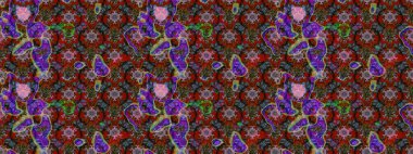 Renkli Bahar Teması eskiz kalıbı. Kırmızı ve kahverengi renkte çiçekler. Sevimli çiçek raster deseni. Düz Çiçek Elementleri Tasarımı.