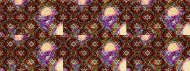 Cute floral pattern in the small flower. Abstract sketch pattern on brown and beige colors with bright flowers. Elegant raster texture with floral elements.