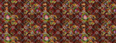 Chichi 'nin kumaş kalıbını çiz. Raster illüstrasyonu. Renkli Bahar Teması eskiz kalıbı. Düz Çiçek Elementleri Tasarımı. Çiçek deseni.