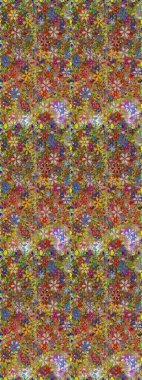 Raster Illustrasyon 'da moda olmayan çiçek deseni. Renkli Yaz Temalı Kusursuz Arkaplan. Düz Çiçek Elementleri Tasarımı. Güzel kumaş deseni.