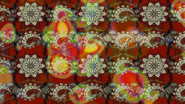 Eski moda arka plan. Güzel, parlak, pürüzsüz kumaş, tuval. Kıvırcık, parlak örgü. Desen, çizim, çiçek sınırı. Çiçek çelengi. Raster illüstrasyonu.