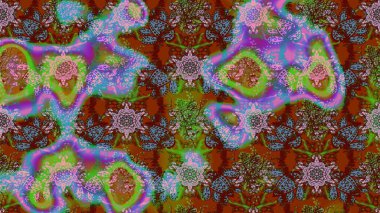 Düz Çiçek Elementleri Tasarımı. Çiçekli çizim şekli. Kahverengi ve yeşil renkli çiçekler. Renkli Bahar Teması çizim şablonu.