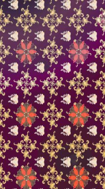 Mor ve bej renkli kıvırcık çiçekler mor ve bej renklerde şekillenir. Klasik çiçek tasarımı elementleri. Raster illüstrasyonu.