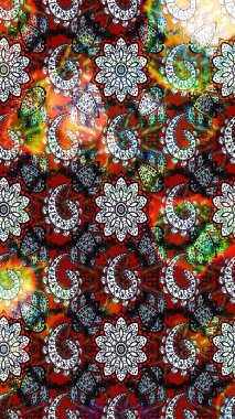 Çiçek desenli çizim. Raster illüstrasyonu. Düz Çiçek Elementleri Tasarımı. Güzel kumaş deseni. Renkli Bahar Teması eskiz kalıbı. Asya tekstil tarzında.