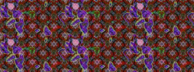 Renkli Bahar Teması eskiz kalıbı. Kırmızı ve kahverengi renkte çiçekler. Sevimli çiçek raster deseni. Düz Çiçek Elementleri Tasarımı.