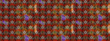 Kahverengi ve kırmızı renklere karalamalar çizilmiş çiçek deseni. Raster illüstrasyonu.