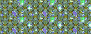 In asian textile style. Flowers on green and blue colors. Raster illustration. Flat Flower Elements Design. Sketch flowers pattern. Colour Spring Theme sketch pattern Background.