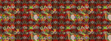 Abstract flower sketch pattern background. Cute Floral pattern in the small flower. Raster pattern. Raster illustration. On red and brown colors.