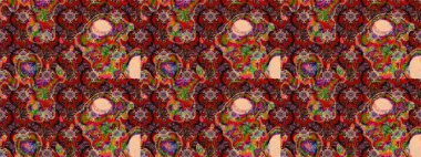 Kahverengi ve kırmızı renkte çiçekler. Raster illüstrasyonunda çiçek deseni çizimi.