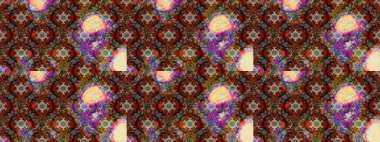 Cute floral pattern in the small flower. Abstract sketch pattern on brown and beige colors with bright flowers. Elegant raster texture with floral elements.