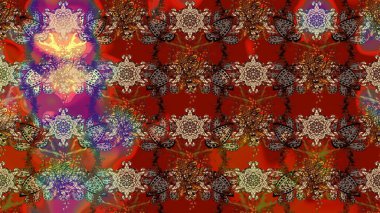 Küçük çiçekteki sevimli çiçek deseni. Raster illüstrasyonu. Kahverengi ve kırmızı renklerde. Soyut çiçek çizim kalıbı arka planı. Raster deseni.