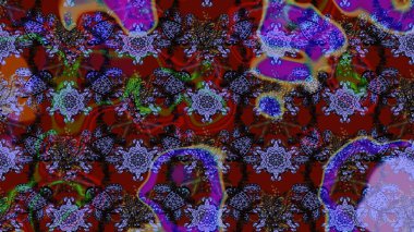 Kahverengi ve menekşe renginde çiçekler olan bir çiçek deseni çiz. Çiçekler suluboya tarzında kahverengi ve mor renkte.